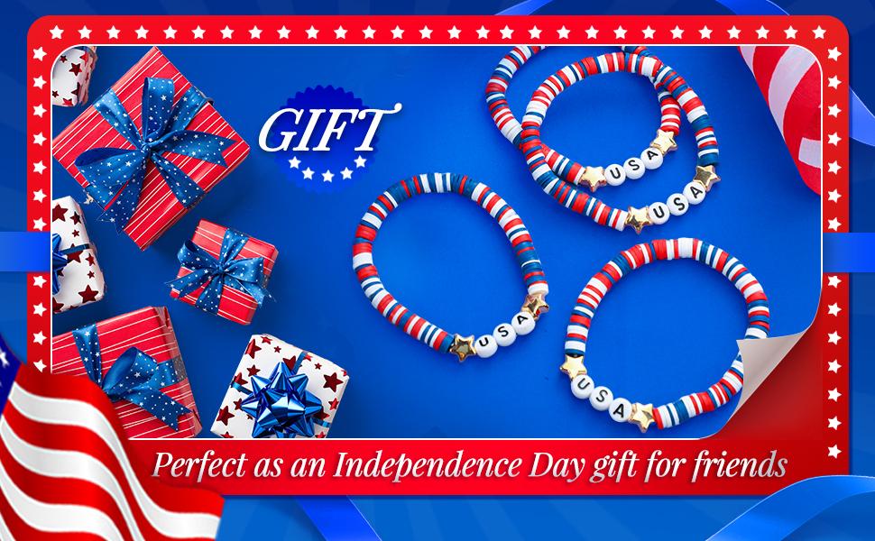 24/48 Pcs USA 250th Anniversary Flag Bracelet National Flag Independence Day Accessaries 4th of July Wristband for Women Men Teens Bulk Red White and Blue Patriotic Gifts for 4th of July American Summer Party Favors Event Parade Historical Celebration