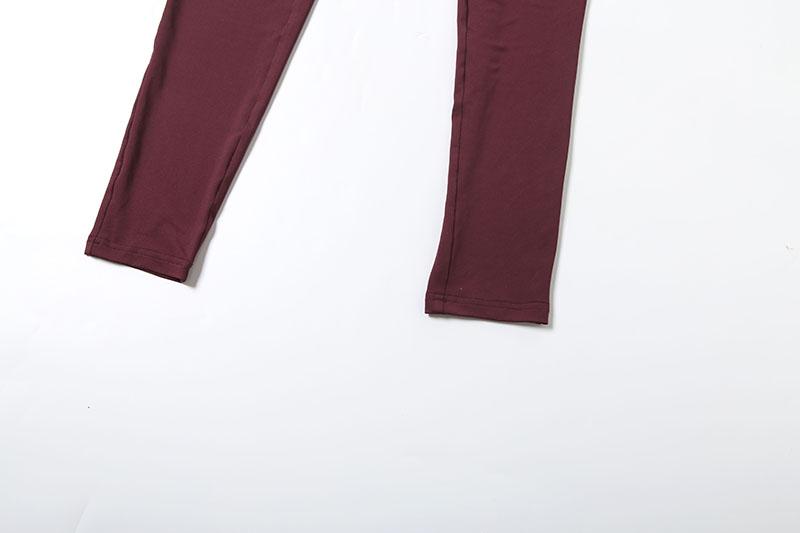 DOUCIU Autumn Street Personality Basic Solid Color Sports Casual Tight Sexy Hot Women'S Thin Long Sleeve Hollow Metal Decoration Body Shaping Jumpsuit Trousers