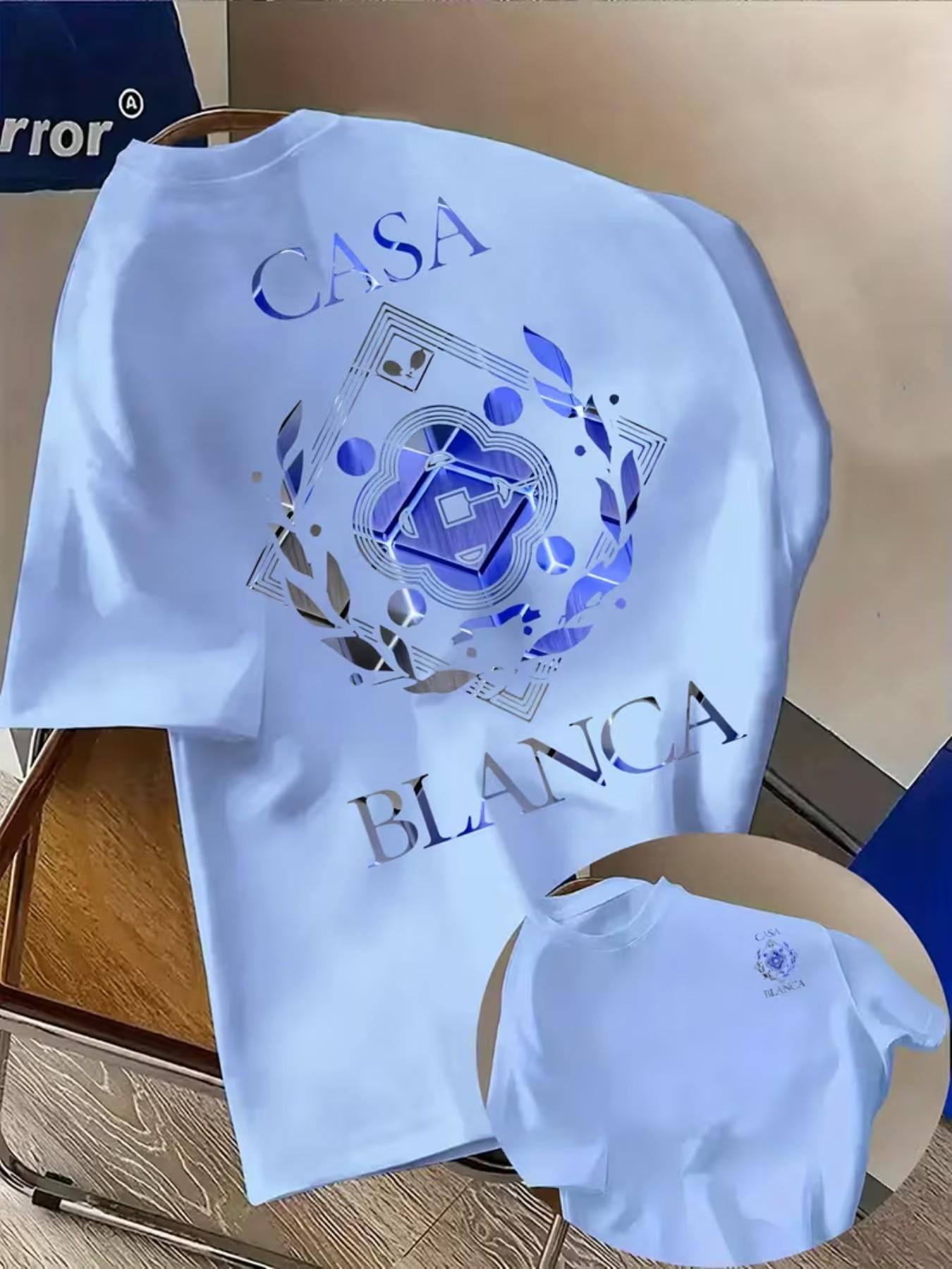 Men's Fashion T-Shirt Casablanca Print, Breathable Sweat-Wicking, Gym Travel Casual, Lightweight Summer Shirt, All-Season Daily Wear