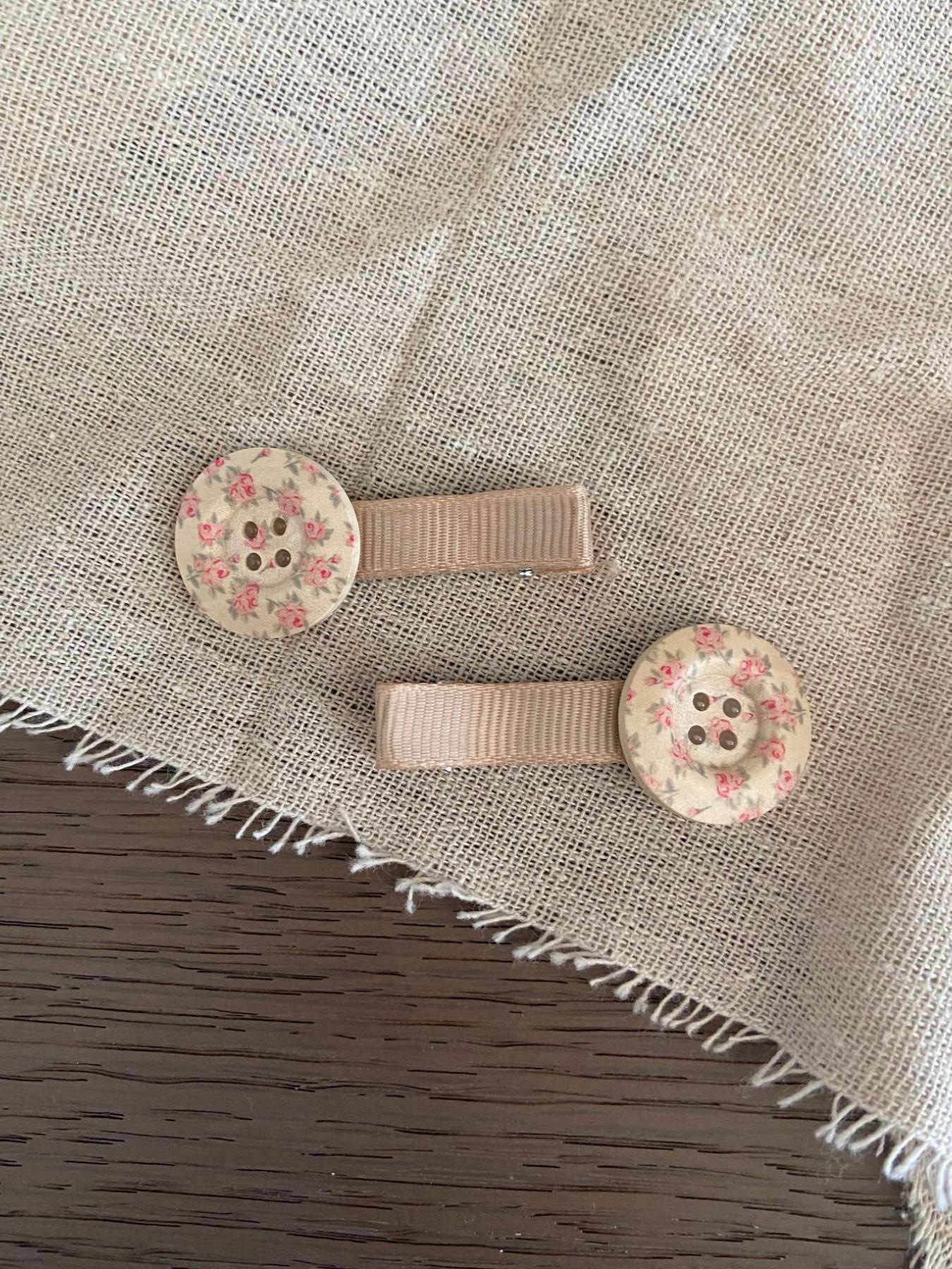 4PCS Button Polka Dot Floral Hair Clip, Retro Style, Whimsical Side Bang Clip, Simple Fashion, Perfect Gift, Daily Accessory, Party, Holiday