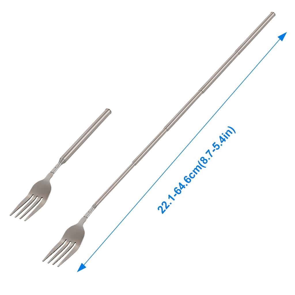 Expandable Long Handle Fork Stainless Steel 22.1-64.52cm, BBQ Fork for Grilling Bread Desserts, Durable & Versatile Utensil, Barbecue Utensils