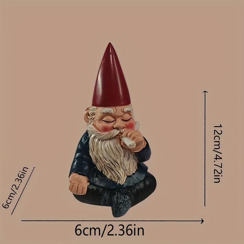 Smoking gnome garden statue-resin gnome sculpture, suitable for outdoor decoration, perfectly matched with courtyard and lawn-charming fairy tale theme