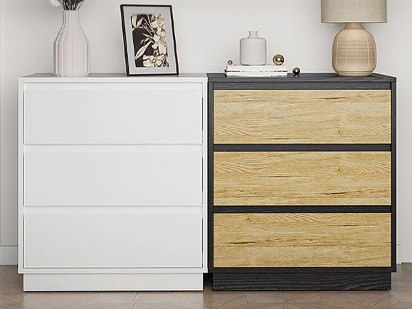 RoyaCraft Wide Nightstand with 3 Drawers, White Nightstand for Bedroom, Large End Table Bedside Table for Living Room