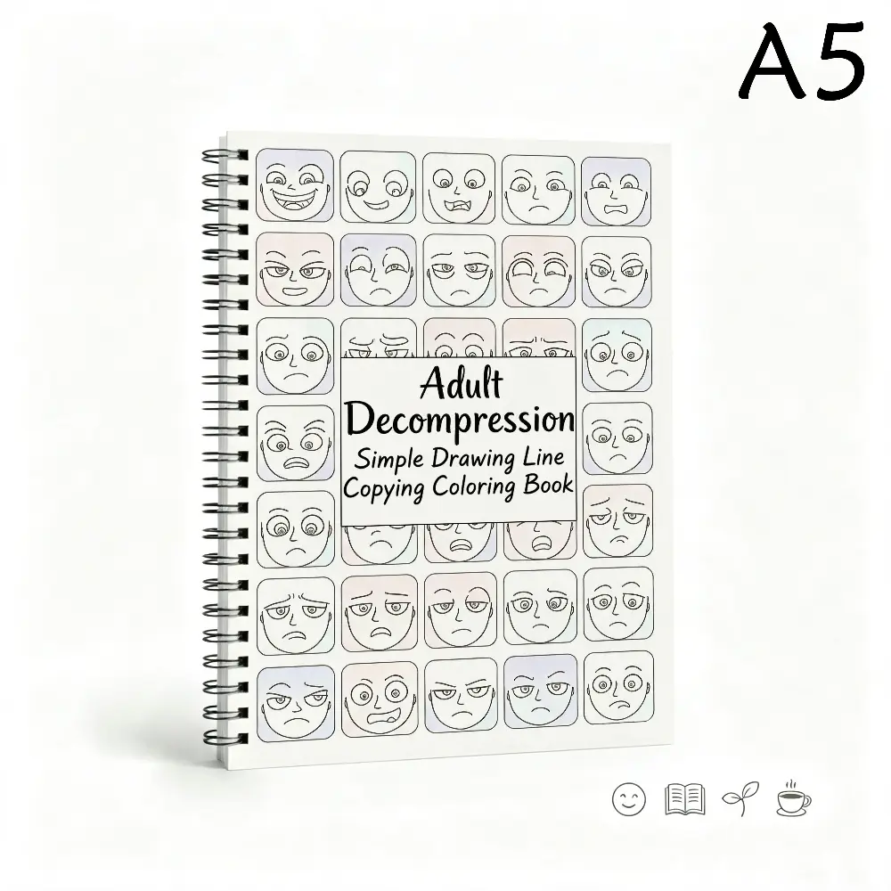 Halloween Birthday Present Gift For Adults Teens Three in One Line Art Tracing Book Coloring Pad Easy Line Art Cartoons HD Black White Lines A5 Size 30 Pages Thickened Paper Threaded Binding Anxiety Relief Decompression Beginner Line Control Practice