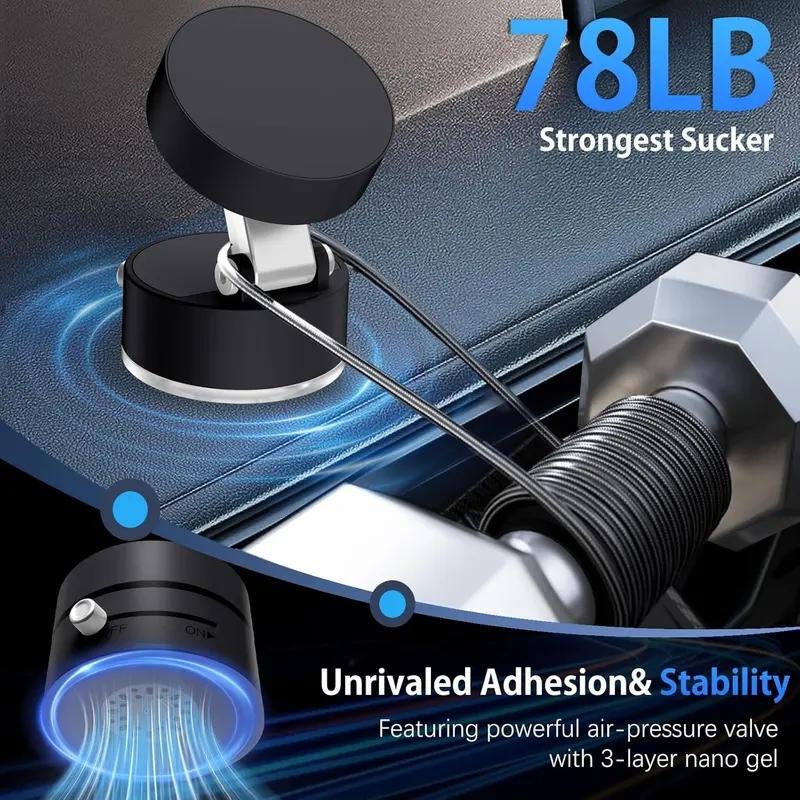 Vacuum Magnetic Suction Phone Holder, 2025 New Magnetic Suction Phone Mount, Foldable Portable Double-Sided Vacuum Magnetic adsorption Adjustable Mobile Phone Holder for All Phones, Cell Phone Mount