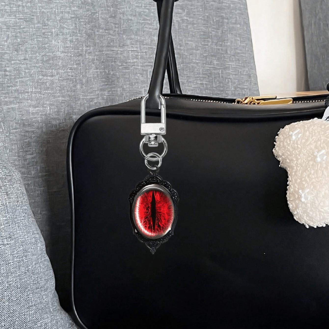 Vintage Gothic Dark Series Alloy Pendant, Fashion Charm Keychain, Blood Gem Demon Eye Pendant, Decorative Accessory for Wallets, Backpacks, Luggage