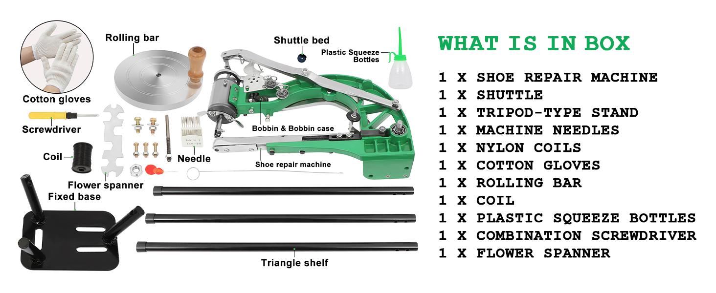 Shoe Repair Machine,Cobbler Sewing Machine,Leather Sewing Machine,Manual Dual Cotton Nylon Line Sewing Machine for Upsolery,Clothes,Zippers and Tents