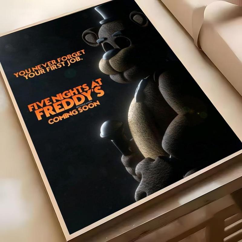5 Nights At Freddys Poster Sticky Waterproof Wall Art High Quality Print Vibrant Cartoon Design Aesthetic Home Living Bedroom Decor Trendy Room Decoration Easy-To-Apply Gift Durable