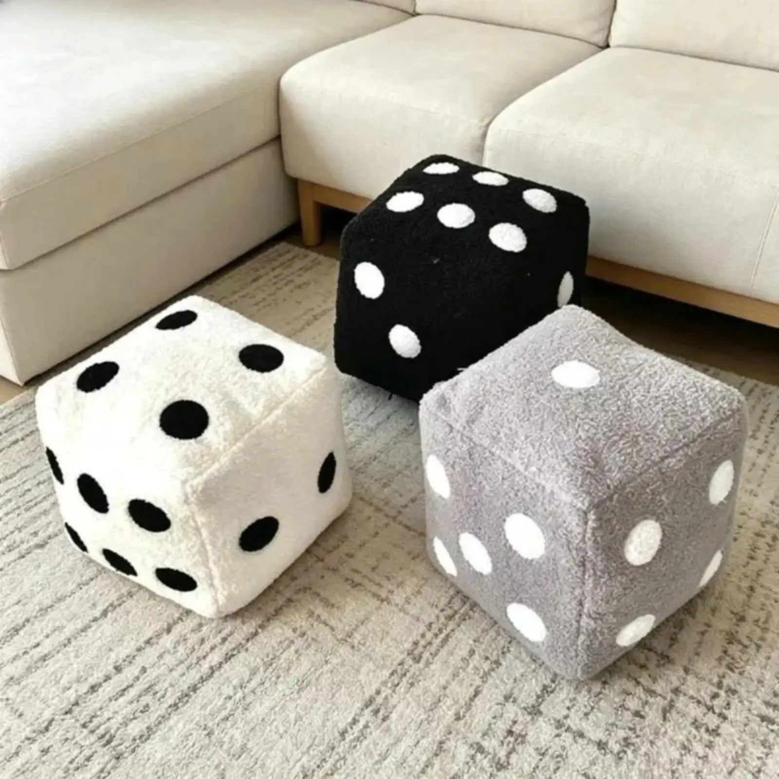 Cozy Fluffy Square Dice Plush Pillow, Soft Lightweight Nylon Decor Cushion, Fun Novelty Throw Pillow, Cute Gaming Accessory for Game Lovers, Stylish Statement Accent for Living Room, Bedroom & Lounge Space
