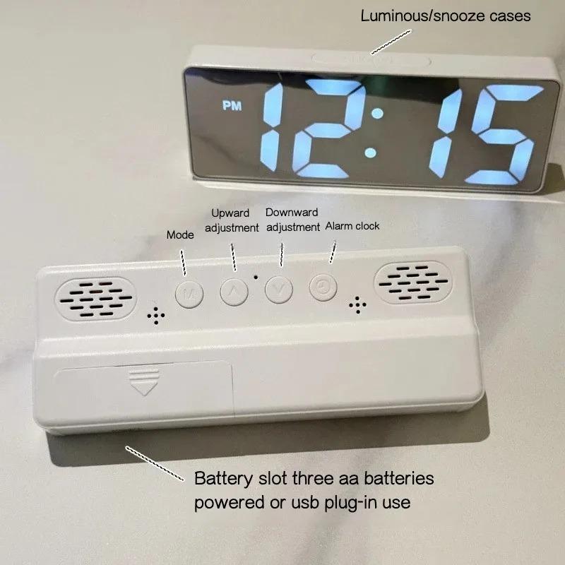 Digital Clock LED Wake Up Light Multifunctional Alarm Clock Bedroom Electronic Desktop Clock With Temperature Display Adjustable Brightness USB Powered Clock