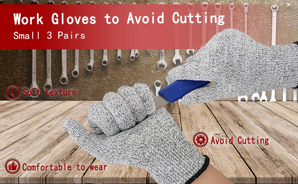 Gray Glass Fiber Work Gloves for Kitchen Cutting & Food Handling - Comfortable Elastic Cuffs, Breathable, Washable, S/M/L Sizes