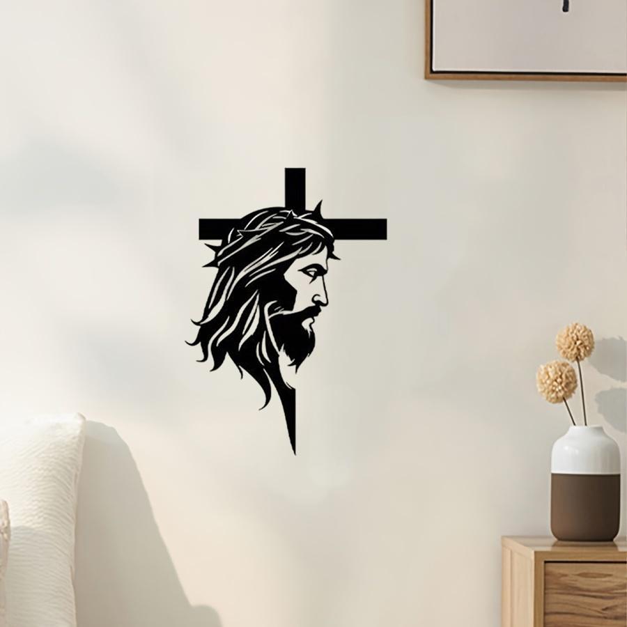 Jesus Cross Wall Decor, Metal Christian Religious Decoration, Simple Design for Home, Church, Office, Christmas, Easter, Thanksgiving