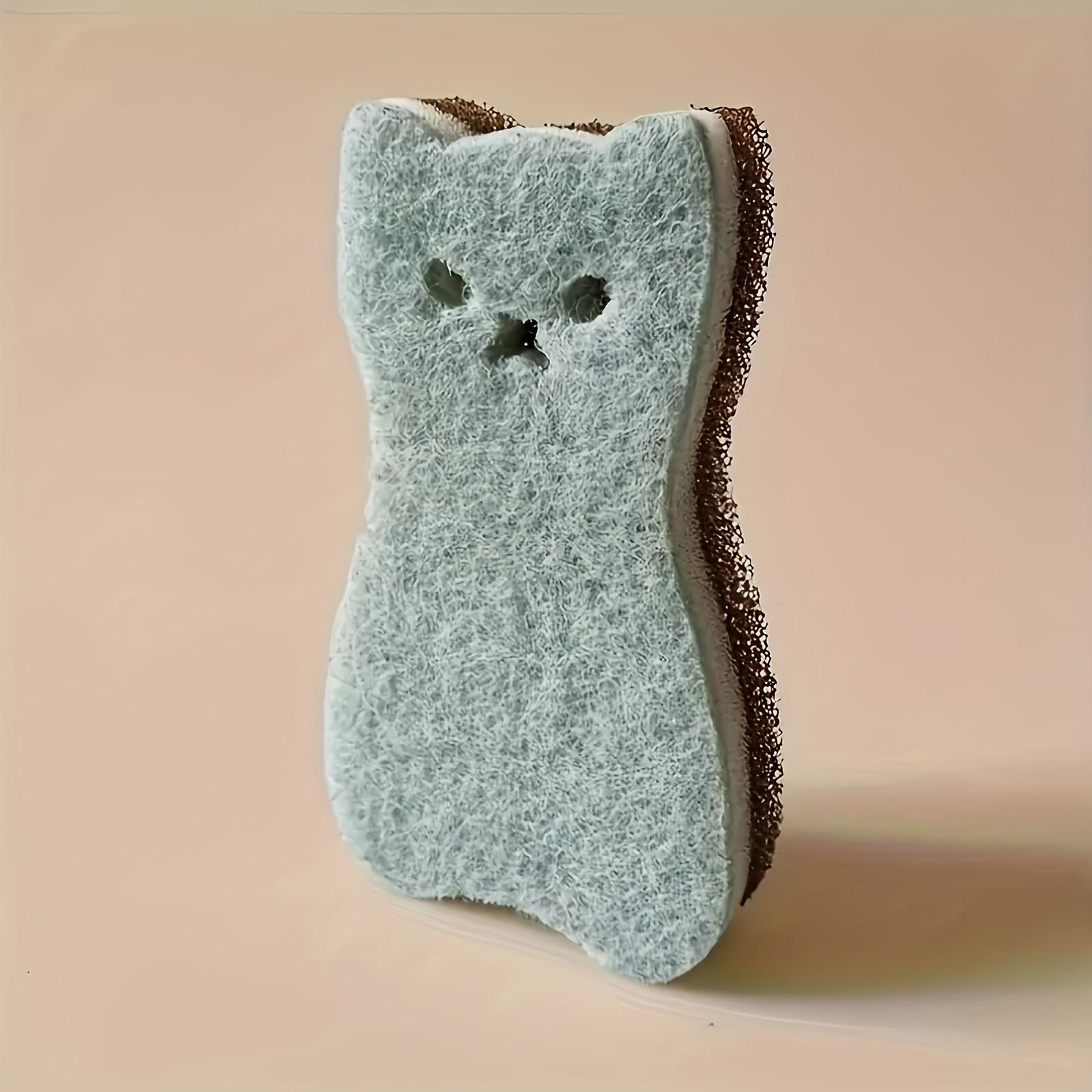 Cute Cat-Shaped Kitchen Sponge Set, Multi-Functional Durable Cleaning Brush, Light Mint Colors, Essential Kitchen Tool