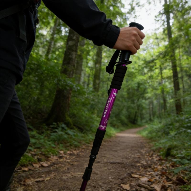 1 Piece - Straight Grip 4-Section Aluminum Alloy Trekking Pole, Retractable, Spring Shock Absorption, Ultra-Light Straight Shank Hiking Pole, Essential for Outdoor Hiking (DM026A-3729)