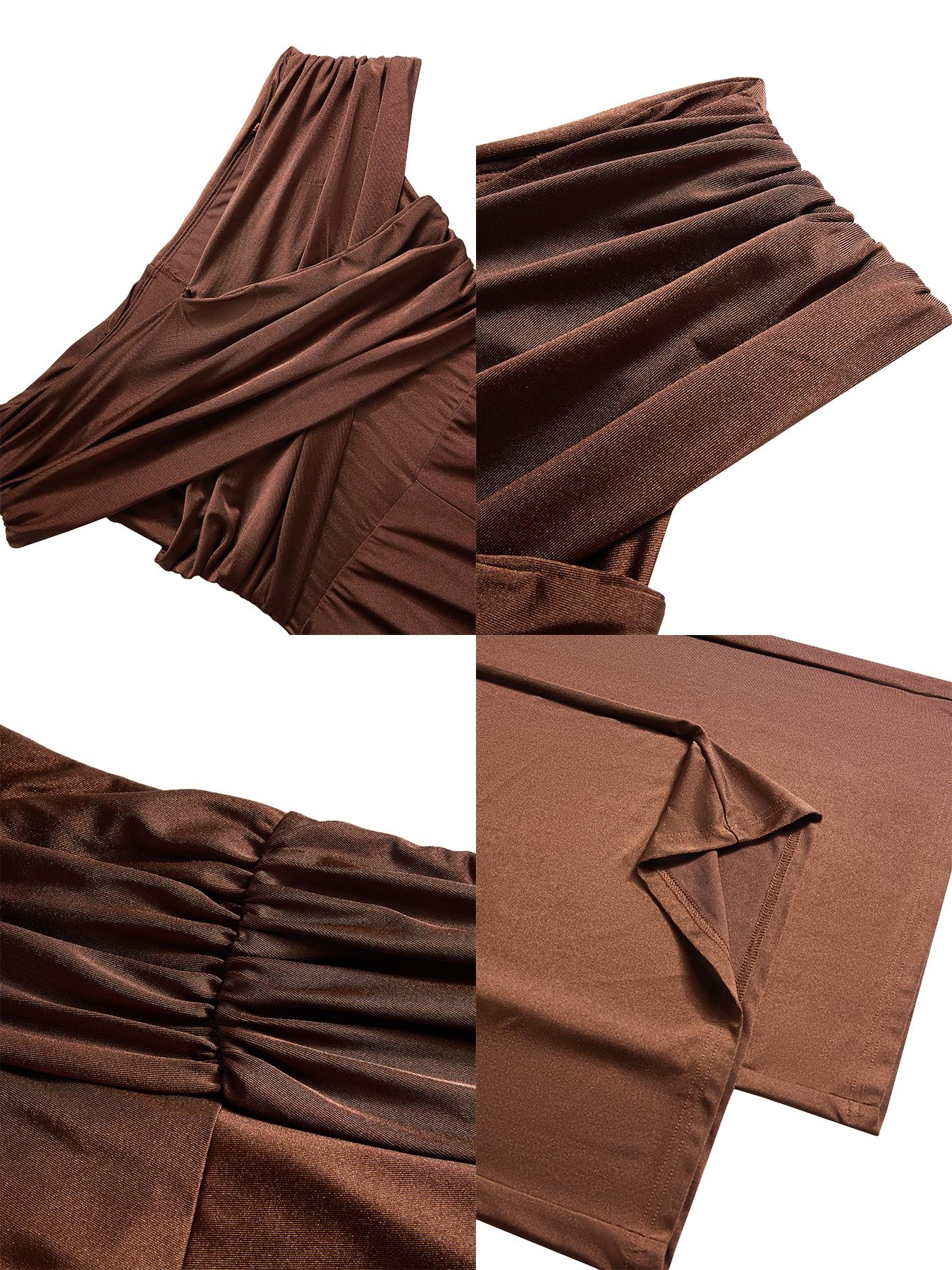 Aliling Elegant Casual Women's Solid Color One-Piece Jumpsuit, Shoulder Cut Out High Waist Straight Leg Pants, All Seasons Slim Fit