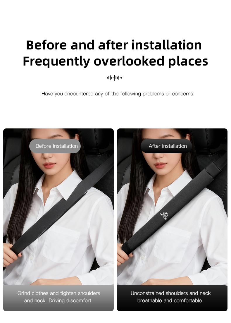 2Pcs Car Seat Belt Safety Shoulder Covers Car Accessories For Lexus IS500 LS460 RC200 LM300 RX450 LX NX350h LC UX CT RZ450e RC300 GX400 GS200t GS300h LS600 RX300 TX LBX HS250