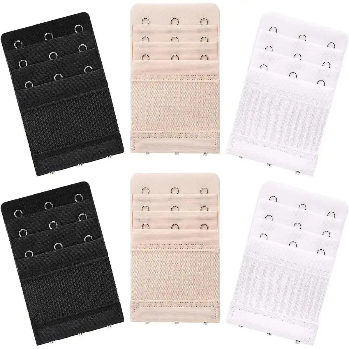 6 Pieces Women Soft Elastic Bra Extenders 3 Hook 3 Rows Comfort Bra Band Extension Strap Ladies Bra Back Extender For Daily Wear