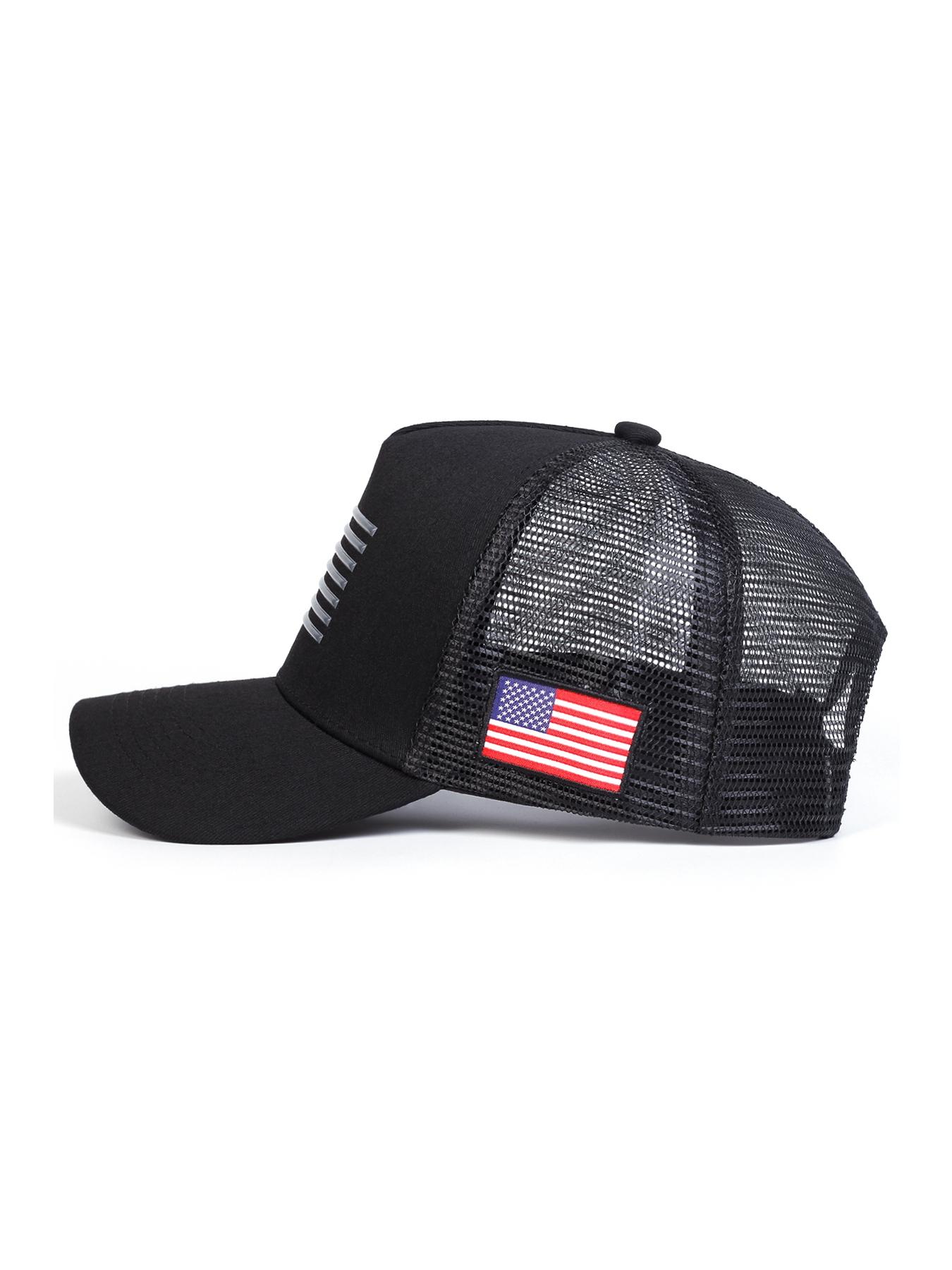 Unisex American Flag Baseball Cap, Breathable Cap, Adjustable Sun Protection Hat for Outdoor Travel Beach Vacation, Casual Fitted Woven Fabric Design