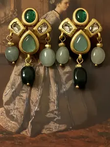 Vintage Style Artificial Crystal Geometric Beaded Waterdrop Teardrop Earrings, Random Color, Alloy Material, Perfect for Daily Wear and Gifts