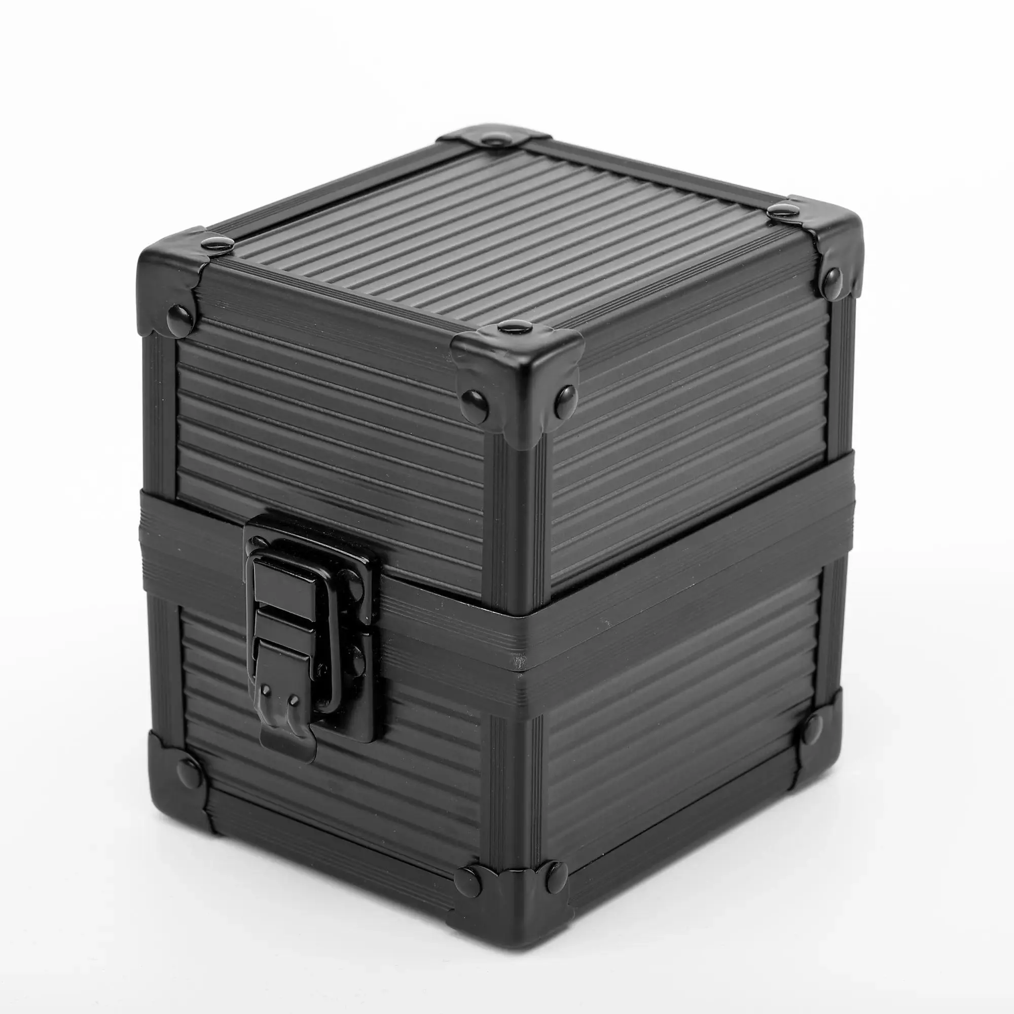 Aluminum Trading Card Storage Box with Removable Tray, Holds 100 Sleeved Cards, Durable Deck Case Organizer for PTCG MTG Holder