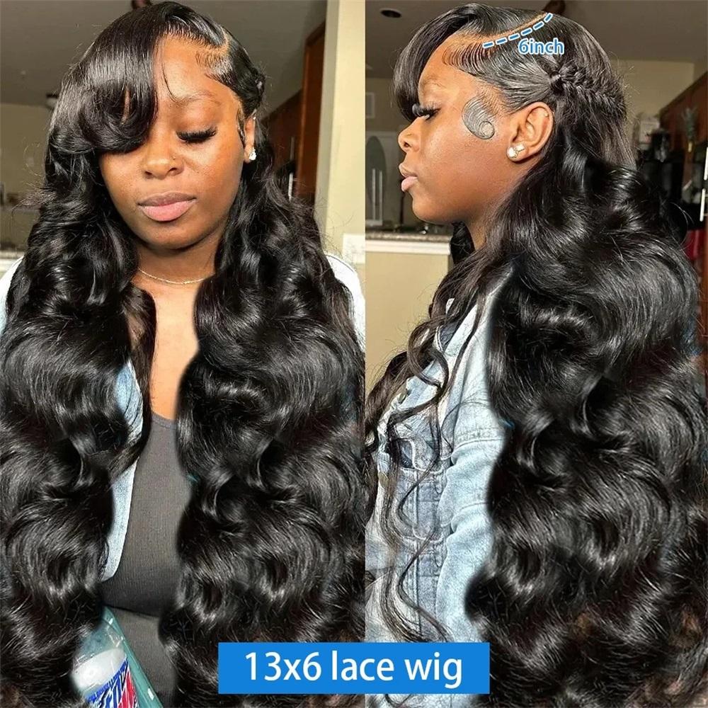 Bling Hair 13x4 13x6 HD Transparent Lace Frontal Wigs Human hair Pre Plucked Brazilian Body Wave Frontal Wigs Human Hair with Baby Hair 10A Grade 180 Density Natural Hairline Natural Black Color