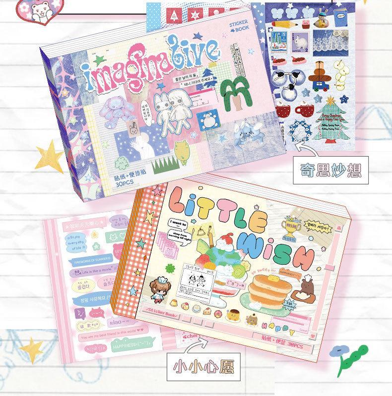 30Pcs Cute Sticker Book Laptop Decorative Stickers Aesthetic Scrapbooking Journaling Stickers Kids Gift Korean Stationery