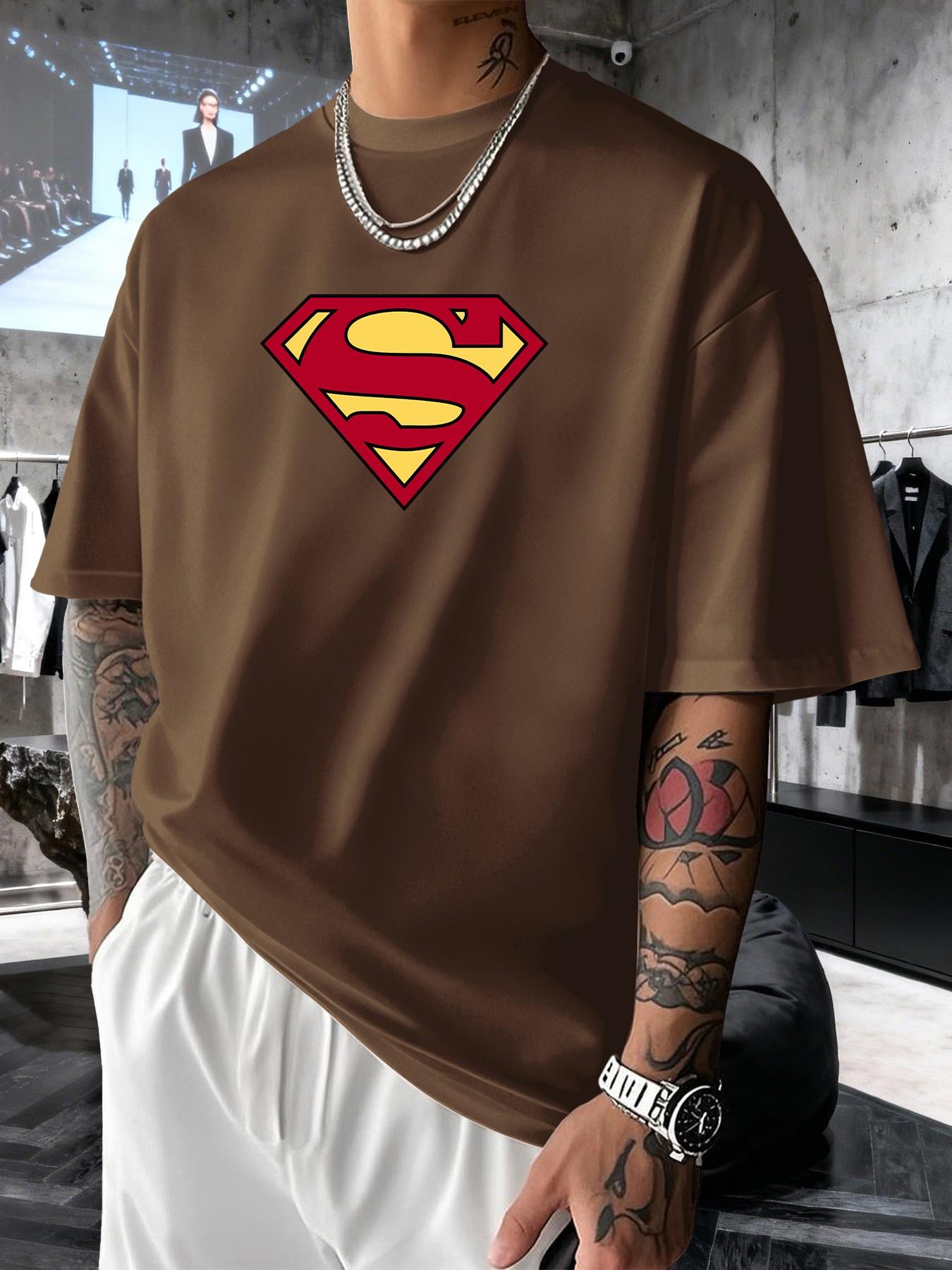 Superman S Classic Logo Men's Fashion Short Sleeve Round Neck Casual Summer T-Shirt, Perfect for Daily Wear