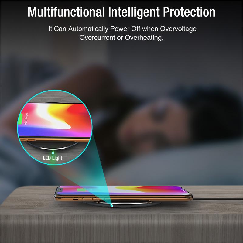 TOZO W3 Wireless Charger, 10W Qi-Certified Fast Charging Pad with Aviation Aluminum Computer Numerical Control Technology Compatible with iPhone 16 15 4Series, Samsung Galaxy Series NO AC Adapter Smartphone Cellphone Electronic Mobile Smartphone Cellphone