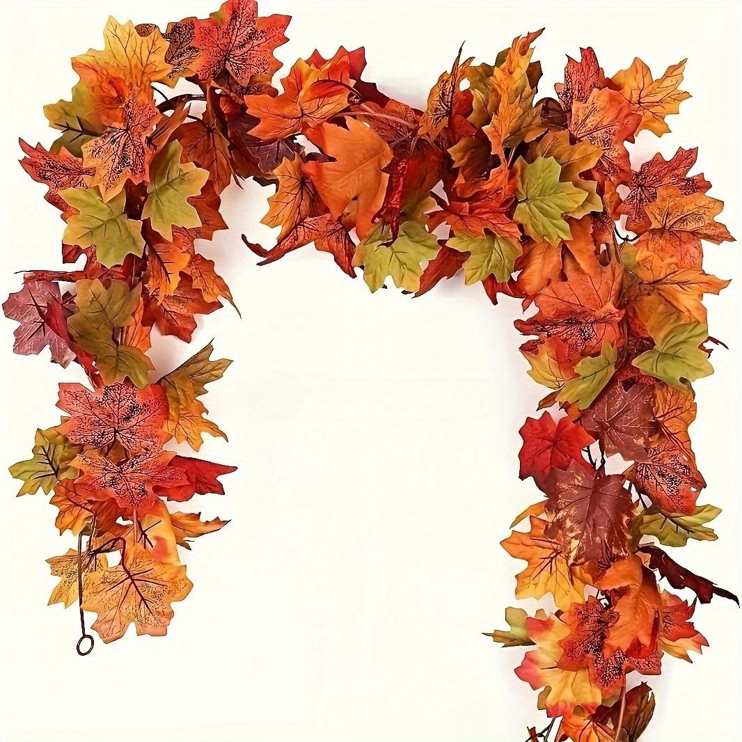 5-Pack Autumn Maple Leaf Wreaths, Fake Fall Leaves for Home Office Decor, Festive Decorations, Seasonal Thanksgiving Halloween Christmas Decoration, Indoor Use, Fade-Resistant PVC, Easy Hanging Design