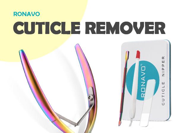 Cuticle Trimmer with Cuticle Pusher, RONAVO Cuticle Remover Stainless Steel Professional Cuticle Nipper, Durable Pedicure Manicure Tools Nail Nail Care