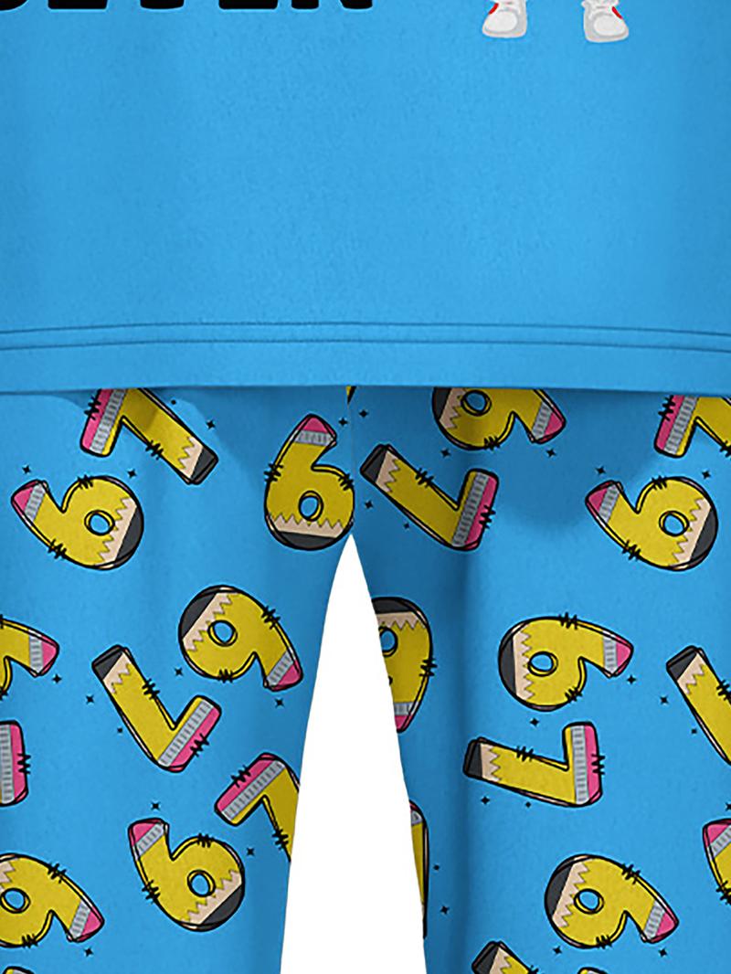 #67 Printed Long Sleeve Pants Pajama Set, Cute Cartoon Design for All Seasons, Perfect Gift for Reading Festival,Kids Valentine Pajamas,World Book Day Pajamas for Kids, Cute Storybook Style Sleepwear, School Event Outfit