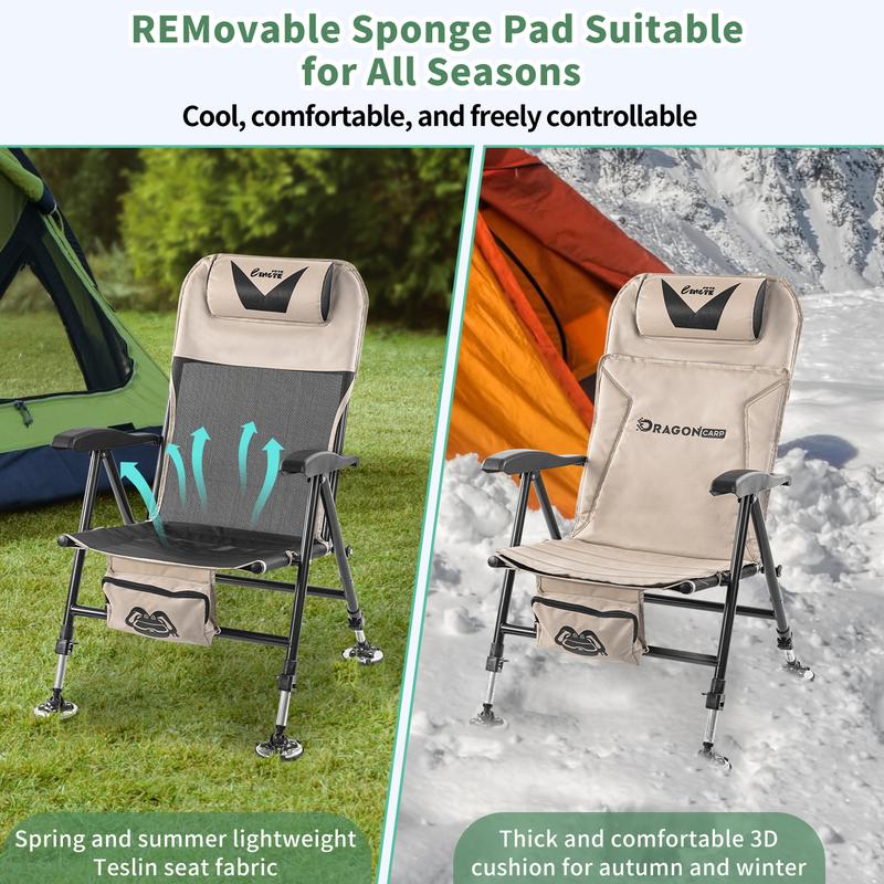 Ultralight Foldable Camping Chair with 180° Reclining Backrest, Anti-Slip Steel Claws for All-Terrain Use - Perfect for Camping, Fishing, Beach Relaxation & Napping