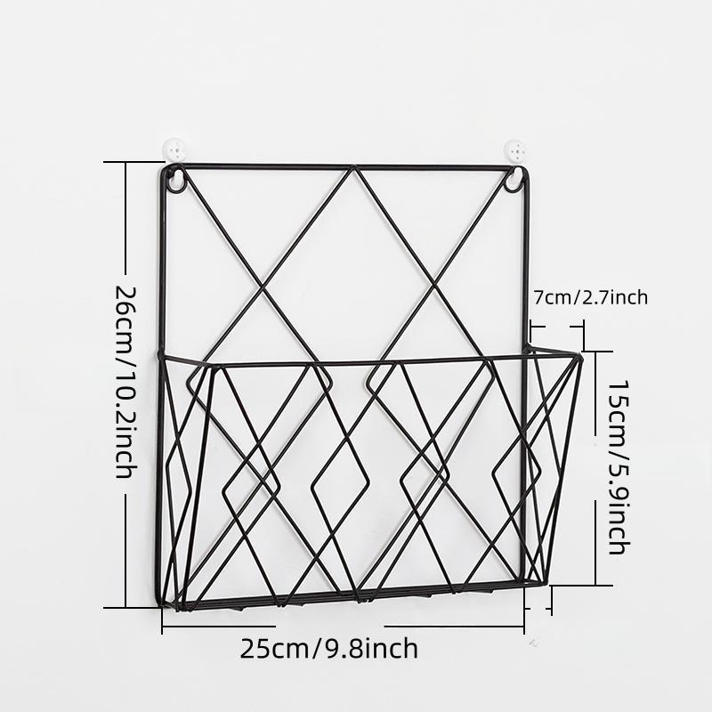 Modern Metal Newspaper Magazine Rack, Nordic Style Iron Organizer for Home Office, Wall-Mounted Without Drilling, Fashionable Design