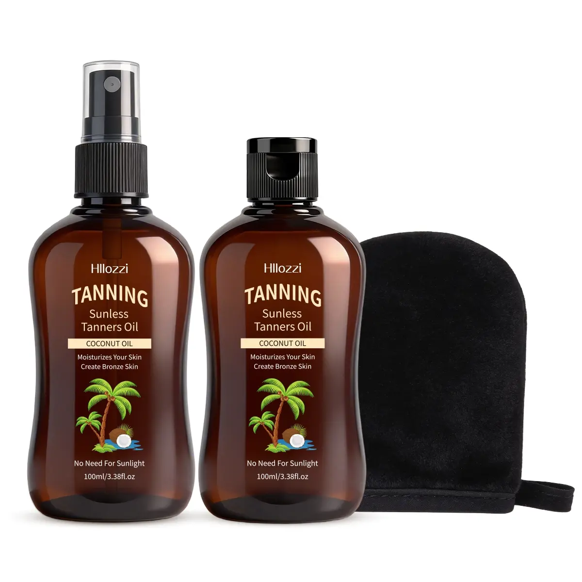 Coconut Bronzer Oil Set, Alcohol-Free, No Sunscreen Ingredients, Seamless Application, Quick Tan for Natural Look, Two-Piece Combo, Self Tanners, Sunless Tanning, Sunless Safe Tanning