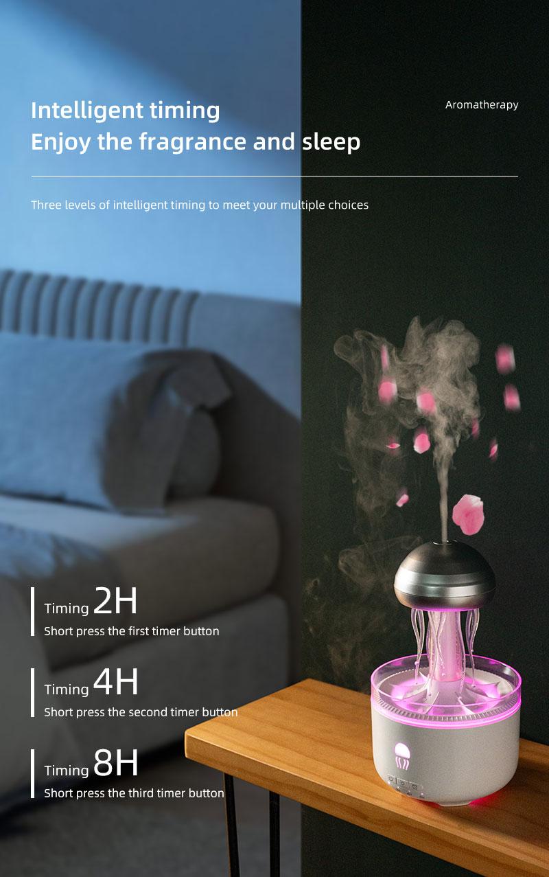 mechanical jellyfish aromatherapy machine household rotating raindrop humidifier desktop colorful atmosphere light diffuser Aromatic Multifunction