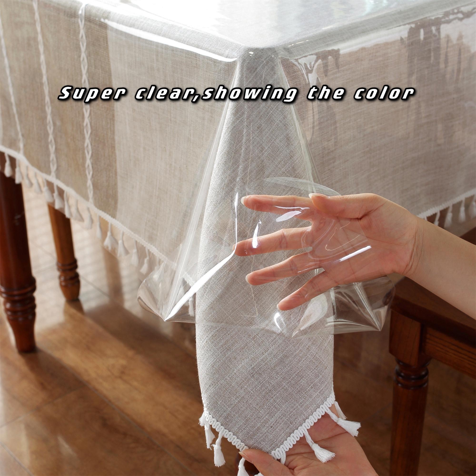 Rectangular PVC Transparent Tablecloth, Easy Clean, Living Room Kitchen Dining Table Decor, Multi-Functional Clear Film, DIY Cuttable Material