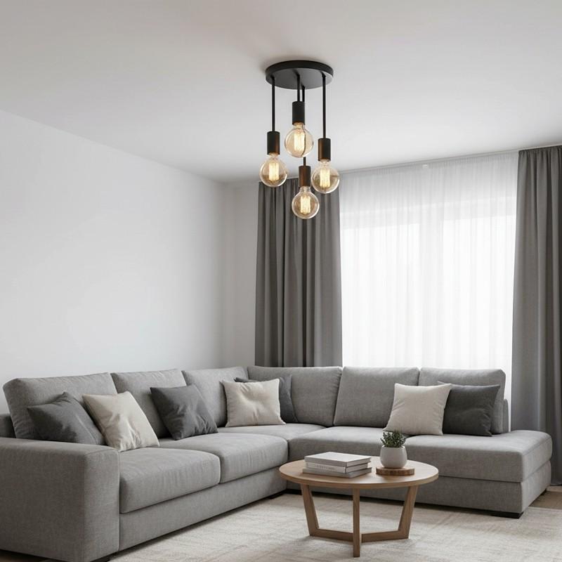 Nordic Industrial Style Four-Arm Ceiling Pendant Light, E27 Socket, 60w, European Home Commercial Lighting (bulb Not Included)