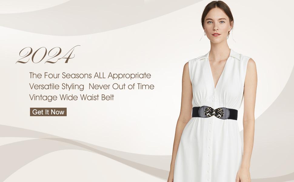 JASGOOD Women Stretchy Belts for Dresses Vintage Elastic Wide Waist Belts