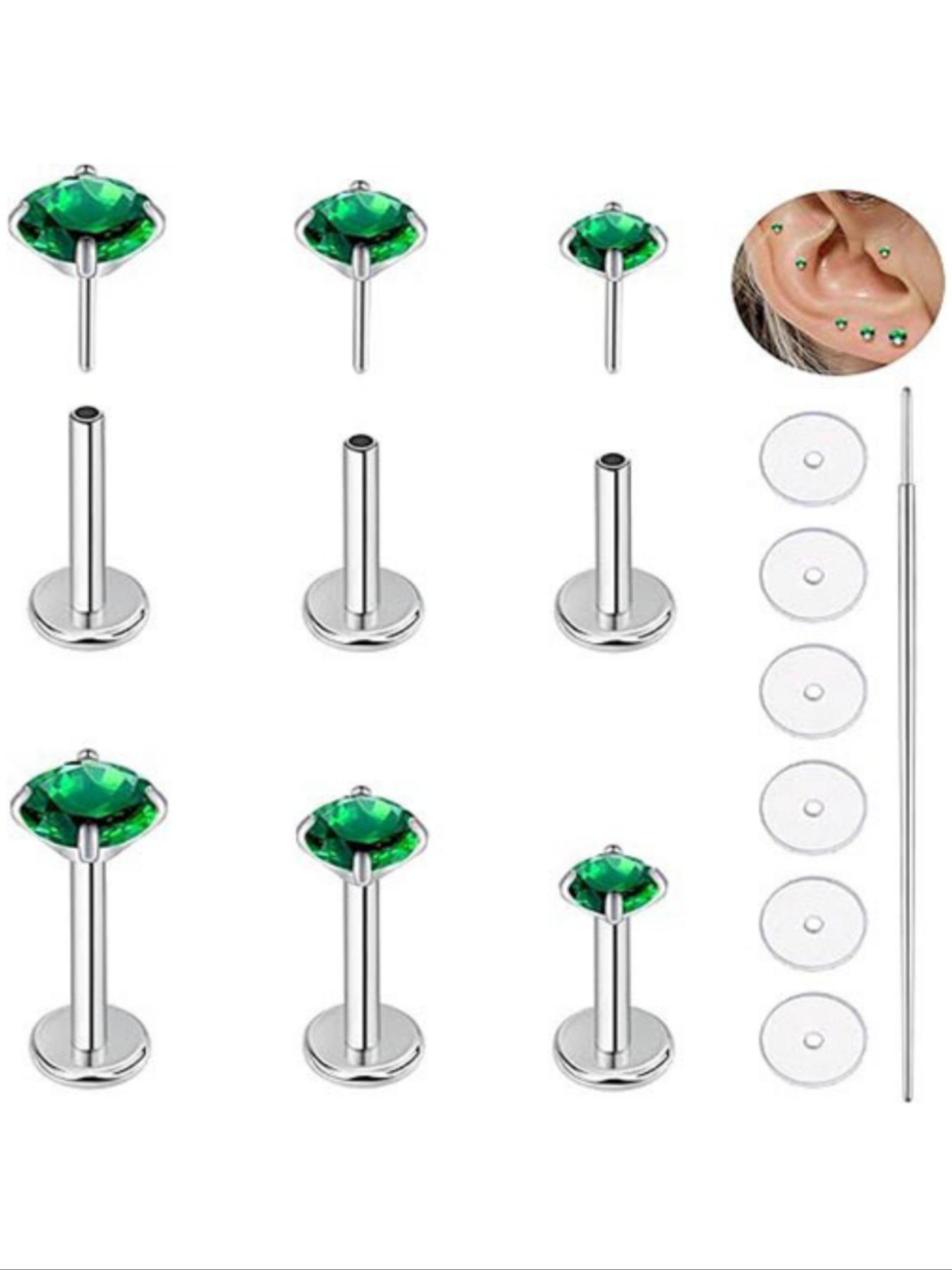 6pcs Flat Bottom Earrings, Ear Screen, Ear Ring, Earlobe, Fashion Simple Human Piercing Jewelry, Trendy Accessories for Daily Wear