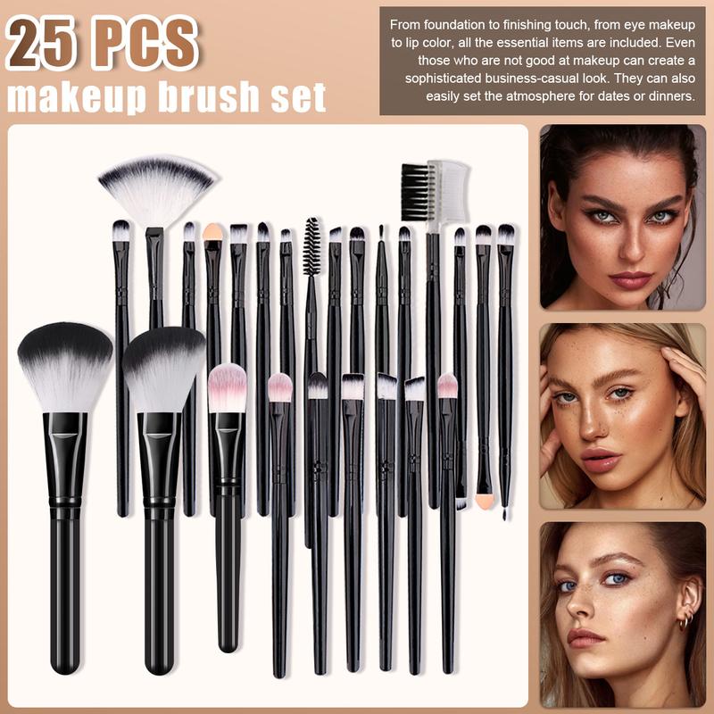 Professional Makeup Brush Set with Bag, Includes Brushes, Sponges, Hair Bands, Travel and Daily Use, Plastic Frame, No Battery