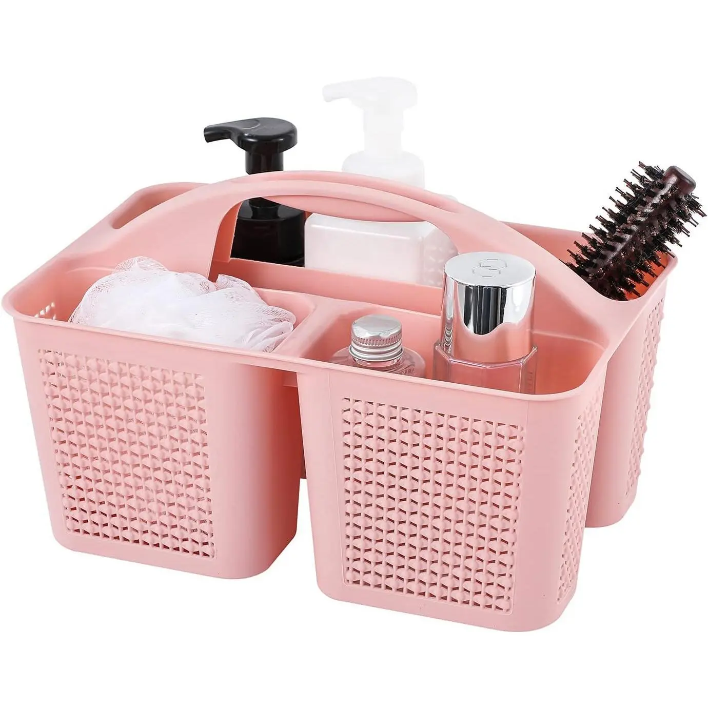 Plastic Portable Rectangular Bathroom Organizer Shower Caddy Basket with Handle, Compartments, BPA-Free - 12.2in L x 8.5in W x 5.4in H, for Home, College Dorm, Holds Cleaning Supplies (Black, Dark Blue, Pink)
