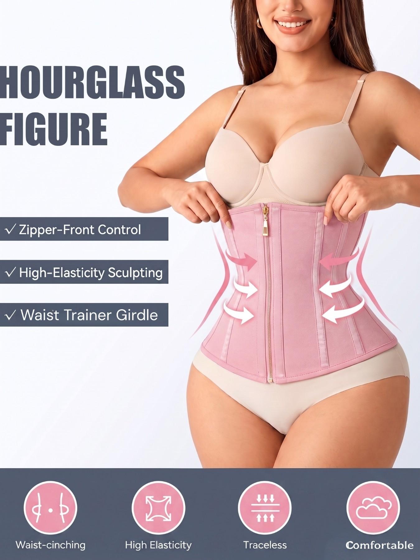1 Count Women's Tummy Control Waist Trainer, Fajas, Zipper & Hook Dual Closure Waist Shaping Shapewear Belts, Abdomen Compression Waist Cincher, Reinforced Boning Tight Fit Shapewear, Taming Girdle, Designed For Natural Curves & Daily Beauty
