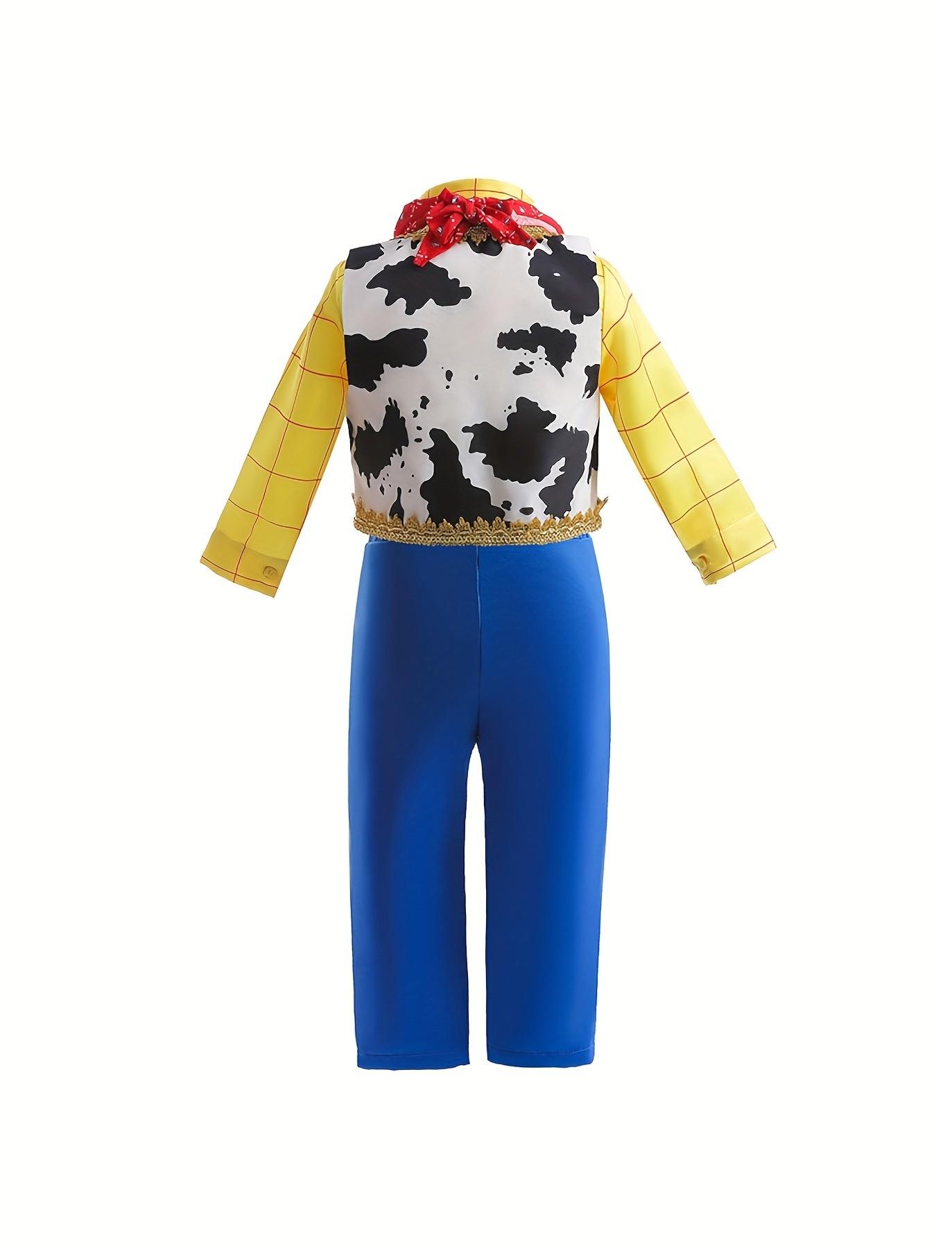 Western Cowboy Halloween Costume Set, Plaid Shirt + Vest + Scarf + Pants, Fashionable and Cool, Suitable for Boys