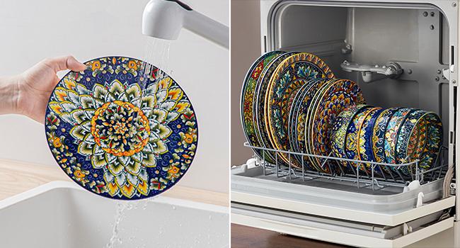 vancasso 24/18/12 Pieces Dinnerware Sets, Plates and Bowls Set, Porcelain Dishes Set for 4/6, Microwave and Dishwasher Safe, Scratch Resistant, Bohemian Style Dining Ware, Series SIMI Tableware