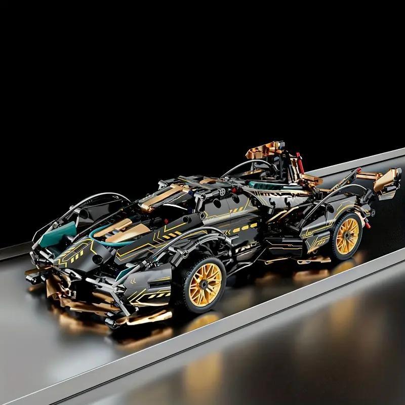 V12 Racing Car Building Blocks Set, Interlocking Stackable Puzzle Toy, Perfect Gift for Car Enthusiasts, Holiday Surprise Present