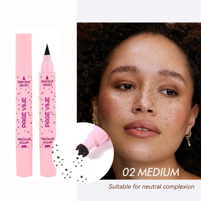 PAGE VINE Natural Freckle Pen Double Head Eyeliner Long Lasting Easy Coloring Makeup Freckle Eyeliner