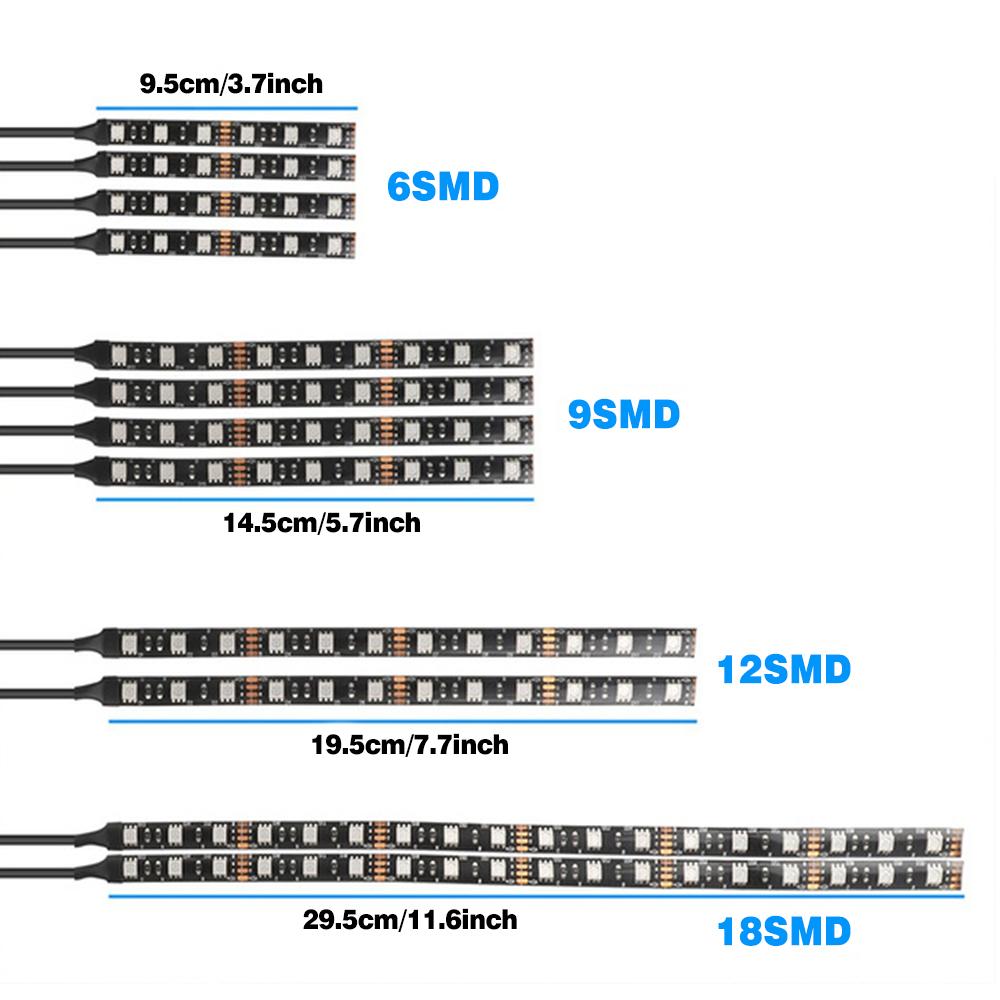 12Pcs Motorcycle RGB LED Neon Under Glow Lights Strip Kit Universal DIY Cool Acc