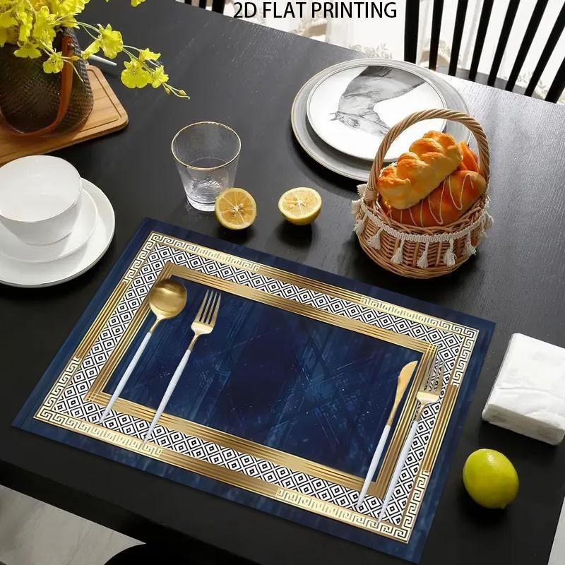 2D flat printing, 2-piece/4-piece/6-piece/8-piece geometric pattern series decorative placemats, placemats - suitable for dining tables and coffee tables, brand new high-quality placemats, heat-resistant mats
