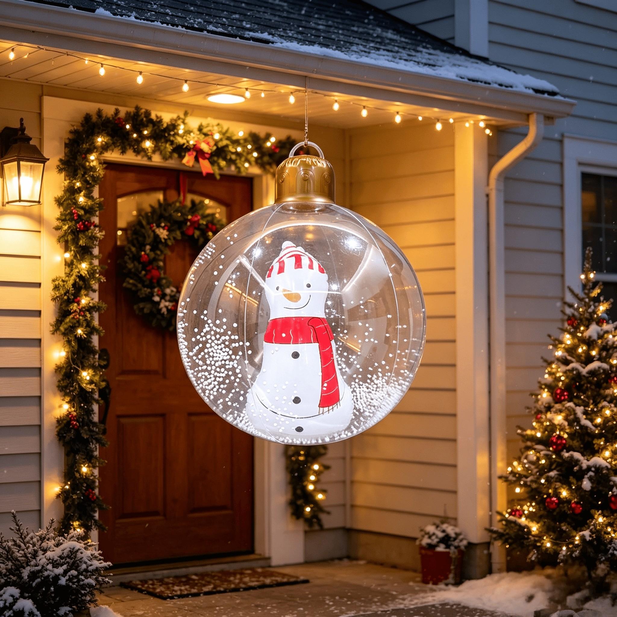 2pcs Christmas Inflatable Balls, Outdoor Giant PVC Decorations, Holiday Decoration for Tree, Garden, Front Door, 23x20 Inches