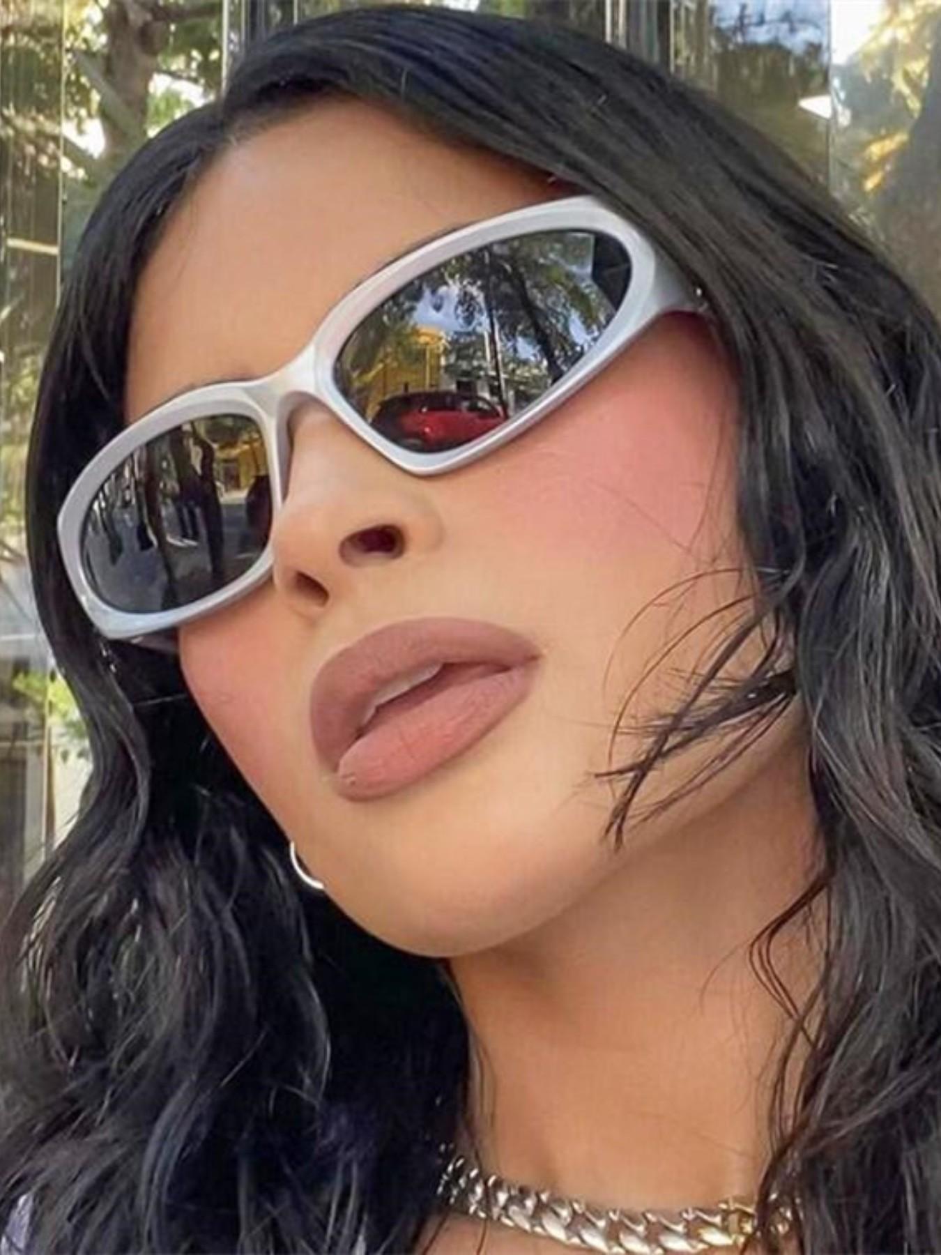 Trendy Y2K Wraparound Sunglasses, Futuristic Cyber Goggles, Perfect for Street Photography, Beach, Edm Parties, Stylish Accessories